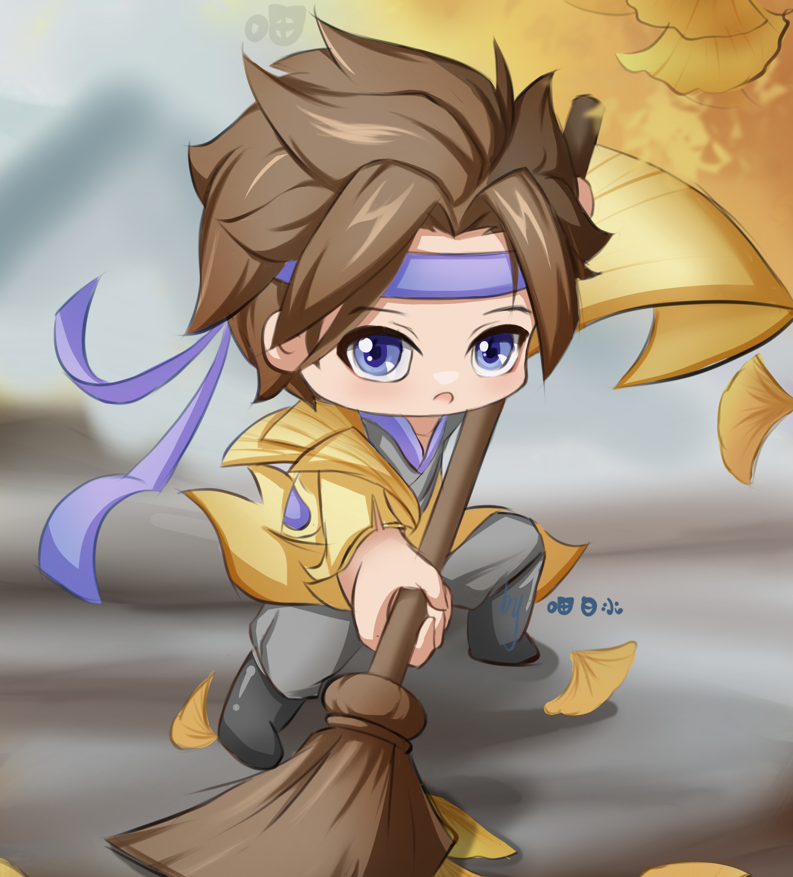 q版小赵云,秋风扫落叶!