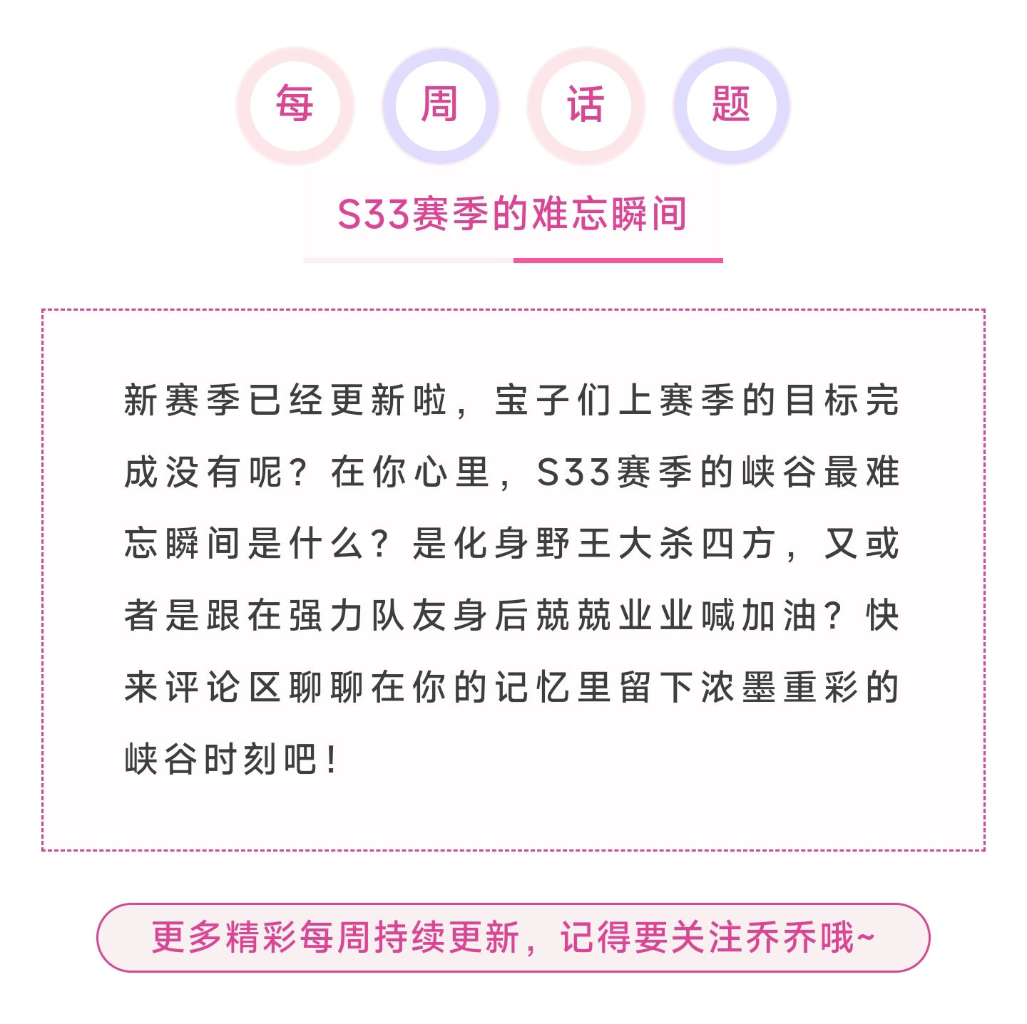 周六加油站：乔乔化身欧皇雷达，新赛季的五排头像你用上了吗？
